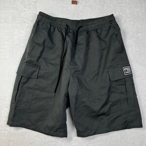 Fashion Cargo Shorts Mens Medium Black Drawstring Performance Workwear Utility